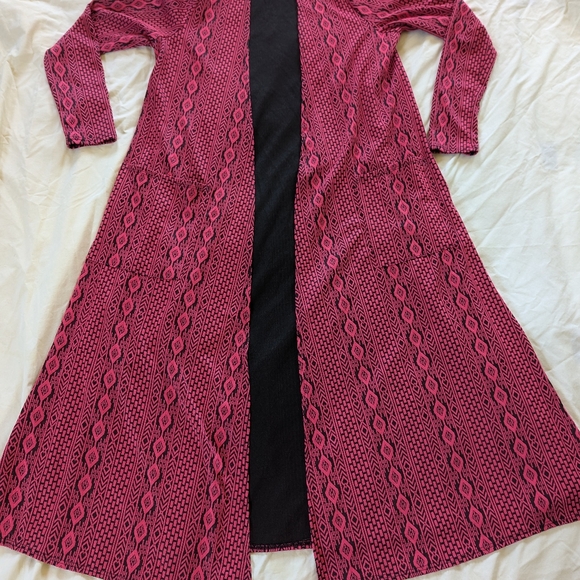 LuLaRoe "Sarah" cardigan/duster, small, pink and black - Picture 8 of 8